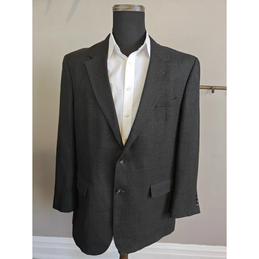Jos A Bank Mens Wool Sport Coat 46L Dark Brown Traveler's Collection 2 Button
